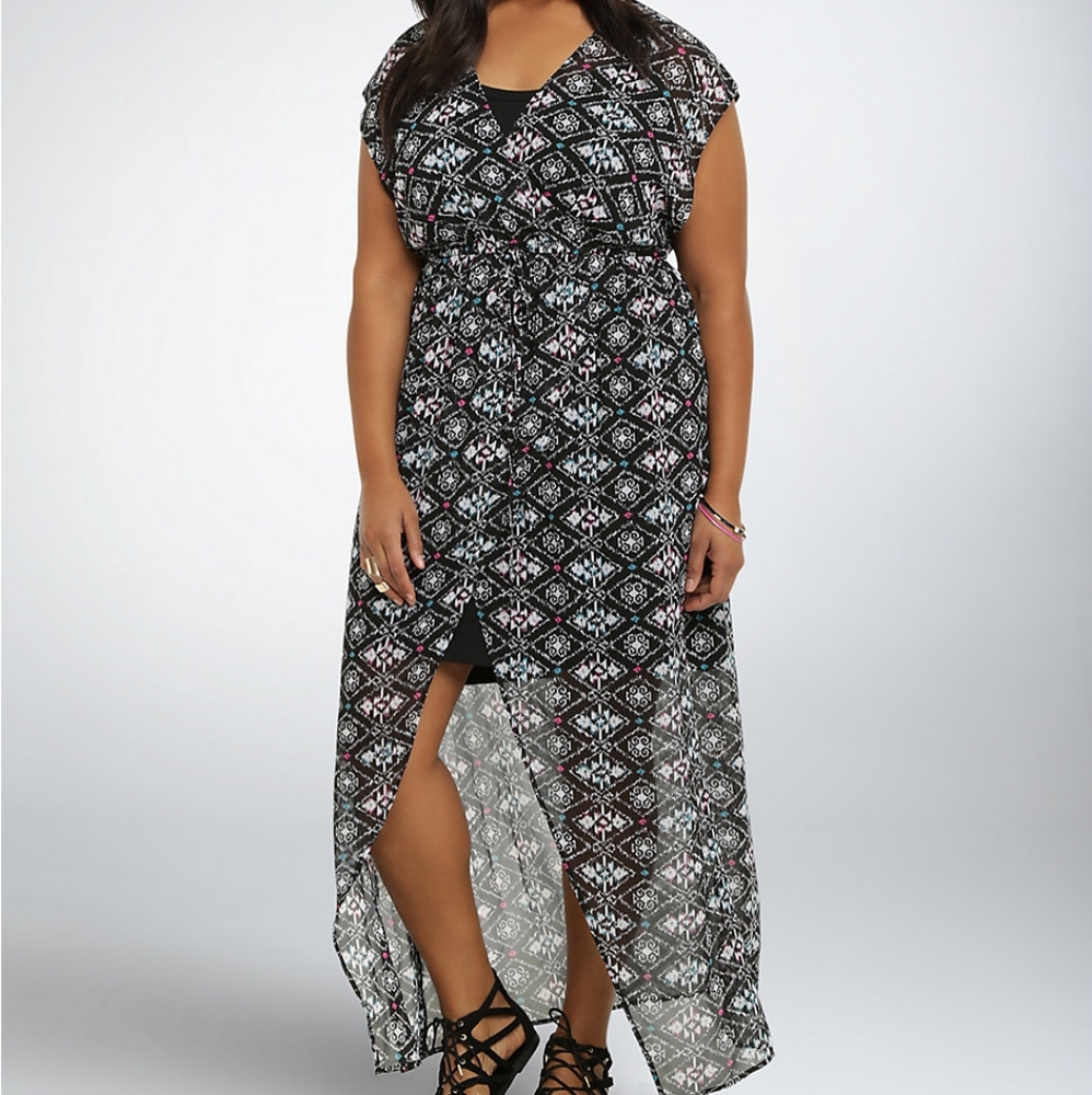 Torrid Ikat Chiffon Surplice Maxi Dress